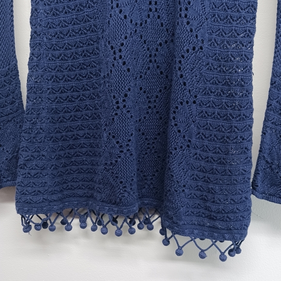Lilly Pulitzer Crochet Top Women Size XS Navy Blue Long Sleeve 100% Cotton - Picture 3 of 8